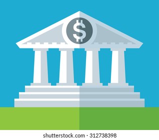 bank icon. Flat vector business illustration