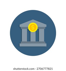 Bank Icon Flat Vector Illustration