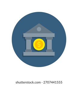 Ilustración vectorial plana del icono del banco