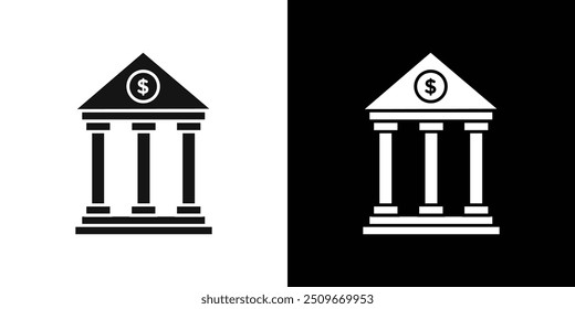 Bank icon Flat vector set outline