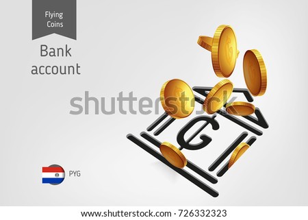 Bank Icon Flying Paraguayan Guarani Coins Stock Vector - 