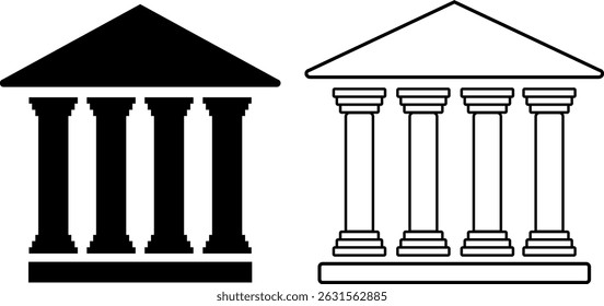 bank icon. government building icons. court sign. Museum or university symbol. Building with columns. Historic building

