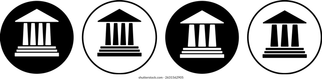 ícone do banco. ícones do edifício do governo. sinal do tribunal. Símbolo de museu ou universidade. Criação com colunas. Edifício histórico
