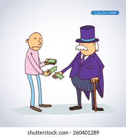 Bank icon, hand drawn illustration.   