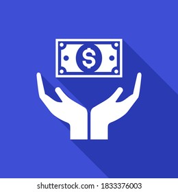 bank icon, illustrated saving money, white icon with long shadow, icons that can be used for online transactions, finance, banks, and others