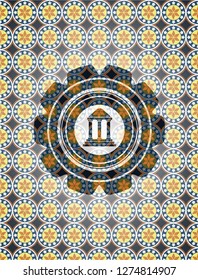 bank icon inside arabesque badge. arabic decoration.