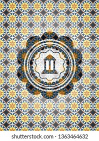 bank icon inside arabesque emblem. arabic decoration.