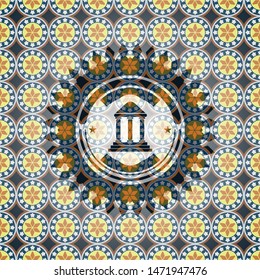 bank icon inside arabesque emblem. arabic decoration.