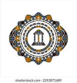 bank icon inside arabesque emblem. arabic decoration. 