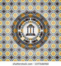 bank icon inside arabic emblem. Arabesque decoration.