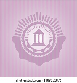 bank icon inside badge with pink background