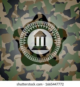 bank icon inside camouflage emblem
