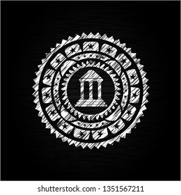 bank icon inside chalk emblem