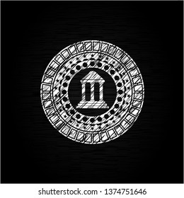bank icon inside chalk emblem