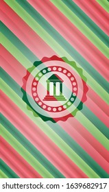 bank icon inside christmas badge background.