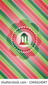 bank icon inside christmas style emblem.