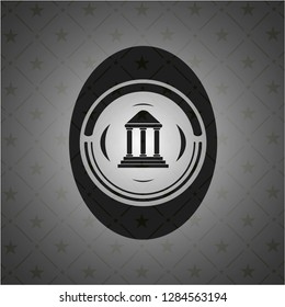 bank icon inside dark emblem