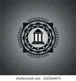 bank icon inside dark emblem. Retro