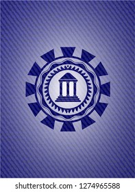 bank icon inside emblem with jean high quality background