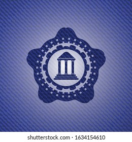 bank icon inside jean background