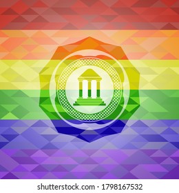 bank icon inside lgbt colors emblem. 