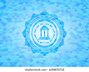 icono del banco dentro del emblema de mosaico azul claro