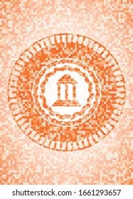 icono del banco dentro del emblema de mosaico naranja