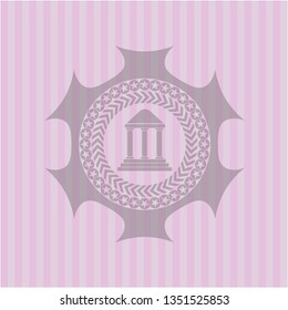 bank icon inside pink emblem