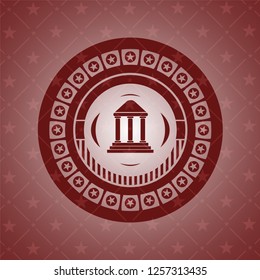 bank icon inside realistic red emblem