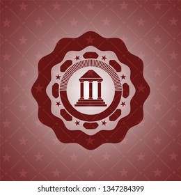 bank icon inside realistic red emblem