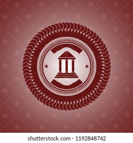 bank icon inside red emblem. Vintage.