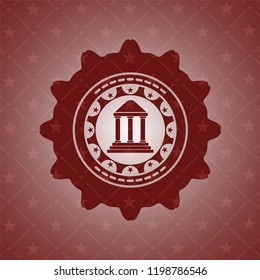 bank icon inside red emblem. Retro