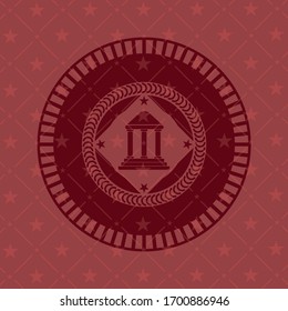 bank icon inside red emblem. Vintage.