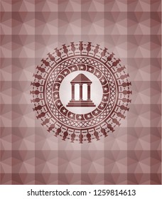 bank icon inside red geometric emblem. Seamless.