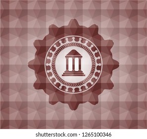 bank icon inside red geometric badge. Seamless.