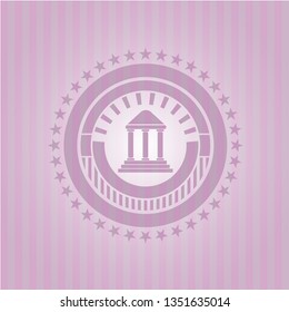 bank icon inside retro pink emblem