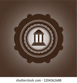 bank icon inside retro style wood emblem