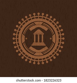 bank icon inside retro style wood emblem. 