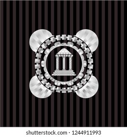 bank icon inside silver emblem