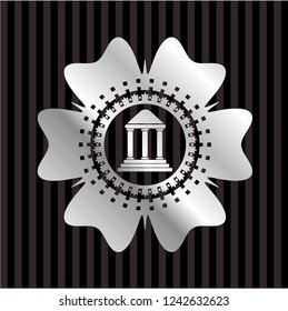bank icon inside silvery shiny badge