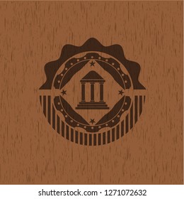 bank icon inside vintage wood emblem