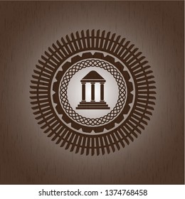 bank icon inside wood emblem. Retro