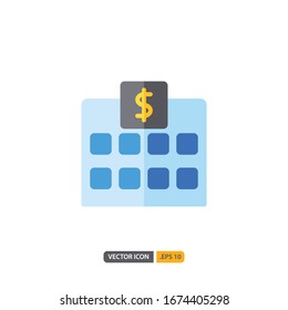 bank icon in isolated on white background. for your web site design, logo, app, UI. Vector graphics illustration and editable stroke. EPS 10.