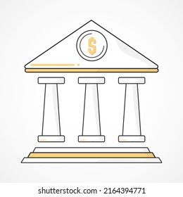 Bank icon isolated on white background. Infographics Design line vector Elements. Business elements banner. university. Icon yellow designs.