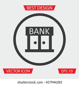 Bank Icon - Isolated vector illustration of bank icon in circle, on gray background.. Bank door icon. Entrance icon. It can be used as image, logo or sign. Simple design, Made in EPS 10 format.