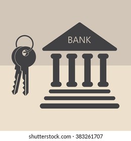 bank icon with key