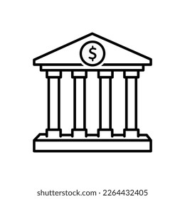 bank icon line art design vector illustration