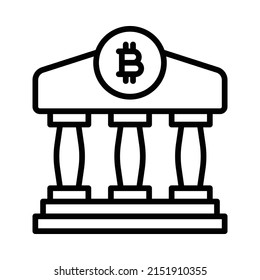 Bank Icon. Line Art Style Design Isolated On White Background