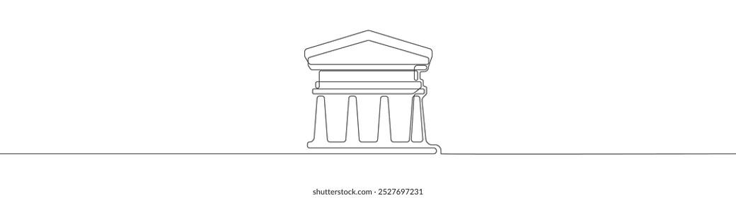 Bank icon icon line continuous drawing vector. One line temple icon vector background. Building with columns icon. Continuous outline of a theater.