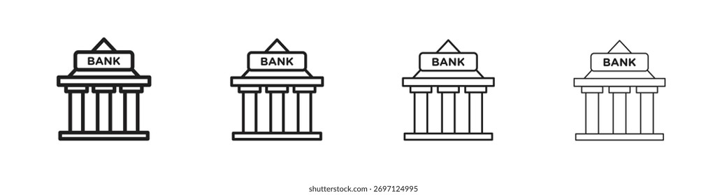 Diseño de línea de iconos de banco. conjunto de iconos de Vectores de línea delgada.